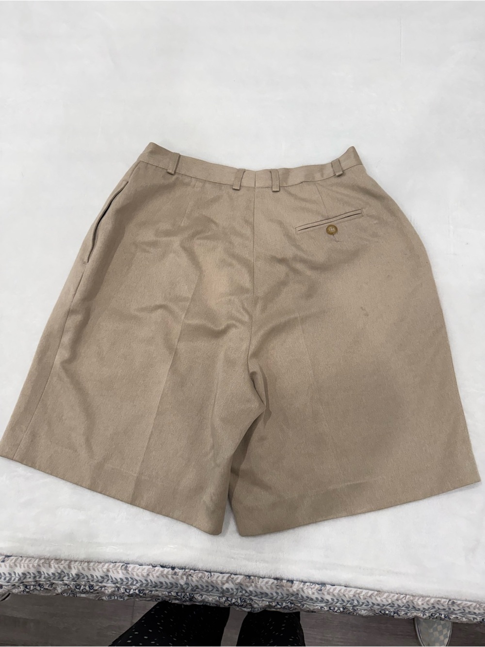 Vintage Lacoste Pleated Bermuda Colette Shorts Beige Tan Old Money Size 10 - Picture 4 of 12